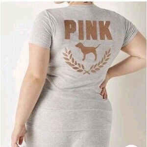 New Pink By Victoria's Secret Glitter Dog Logo Love Pink Everyday Tee Size XL